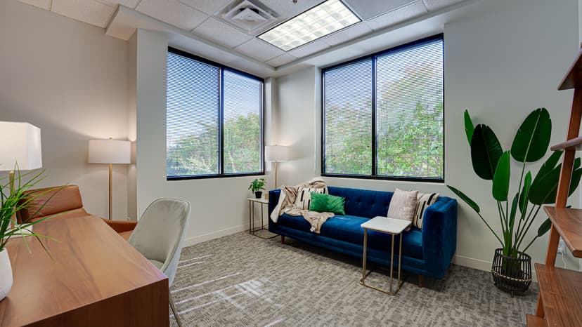 Frisco office with blue sofa